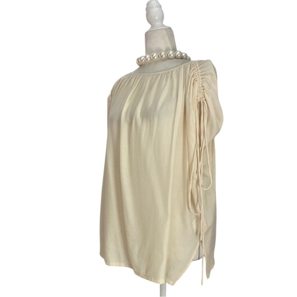 Modern Citizen Akari Semi Sheer Gathered Shoulder Blouse NWOT Cream Natural - Picture 7 of 15